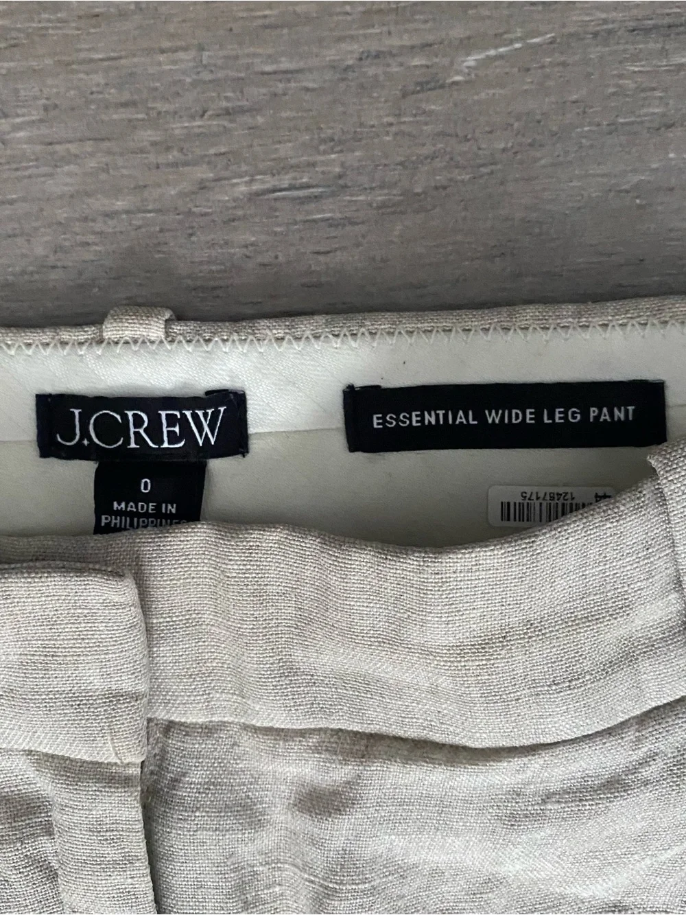 J.Crew Essential 100% Linen Wide Leg Pants Size 0 Beige High Rise Minimalist